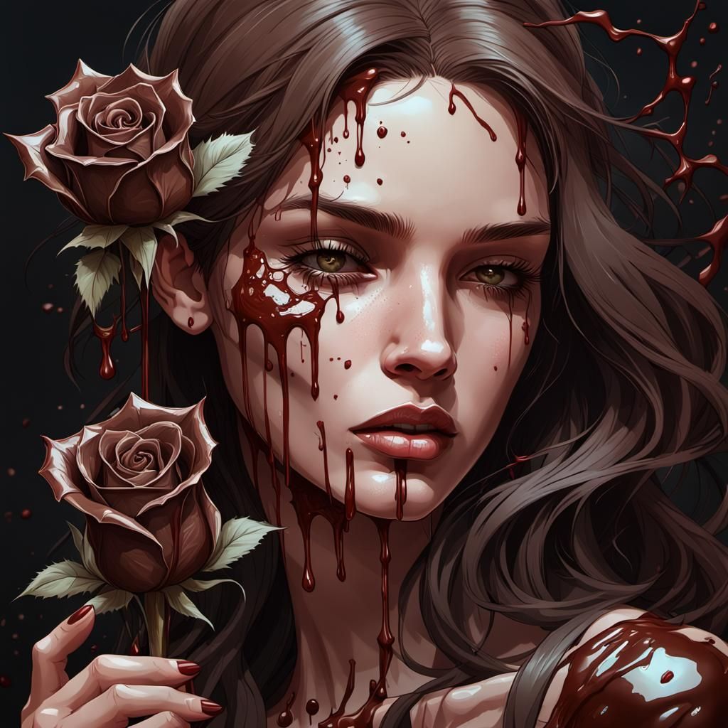 Chocolate Rose with Thorns: Hyperdetailed Concept Art