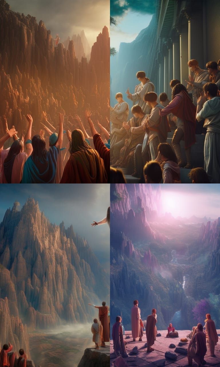 BTS Worshiping Jesus Christ: Detailed Matte Painting