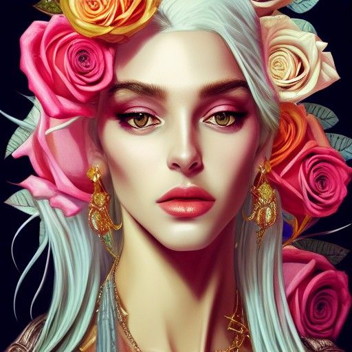 Decadent Portrait of Androgynous Goddess in Digital Art