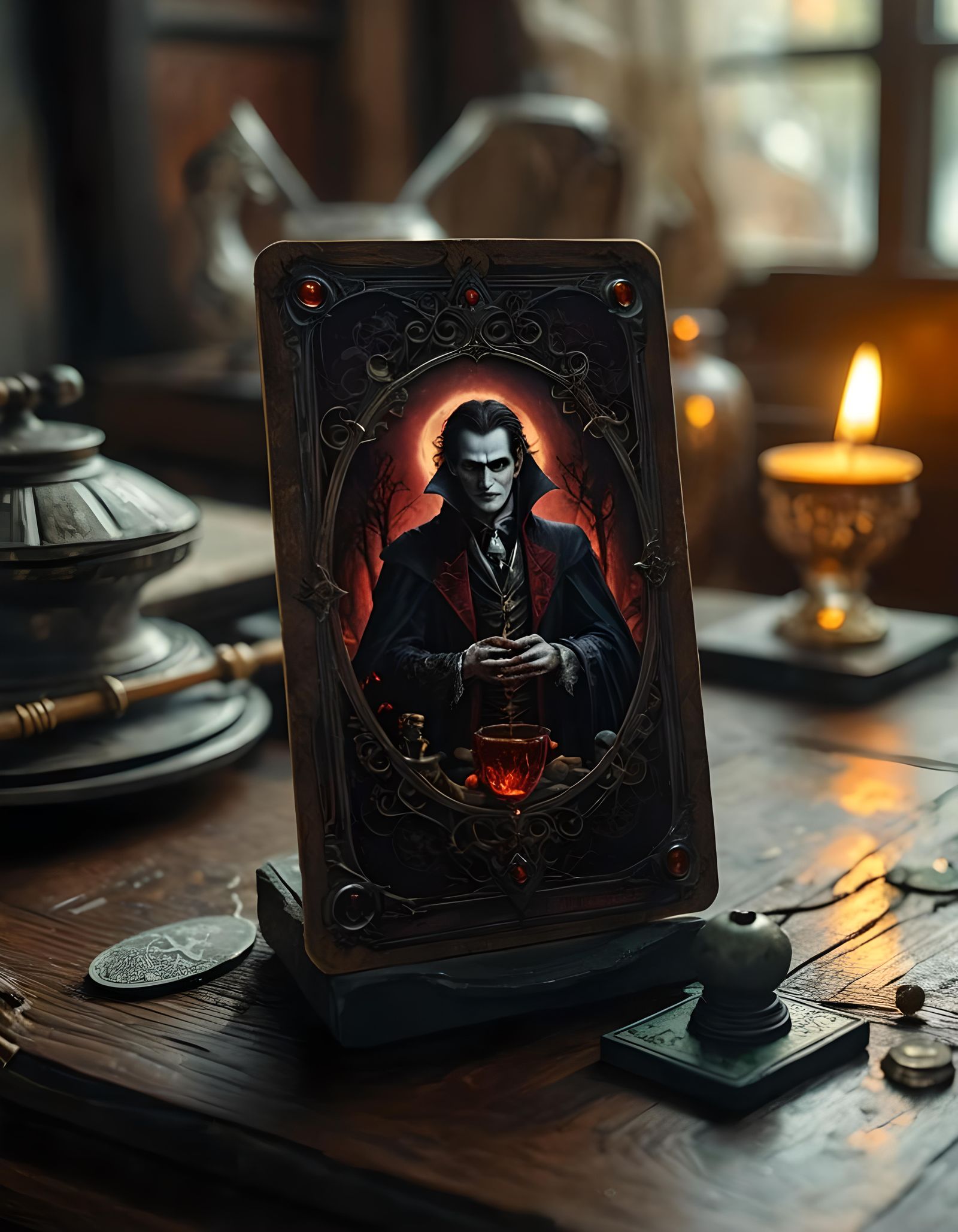 Vampire Tarot Card in Fantasy Concept Art