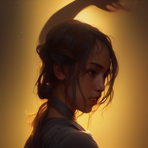 Detailed Portrait of Crying Face in Art Nouveau Style