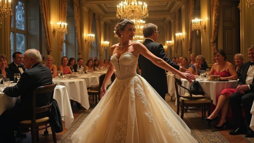 Elegant Woman in a French Restaurant