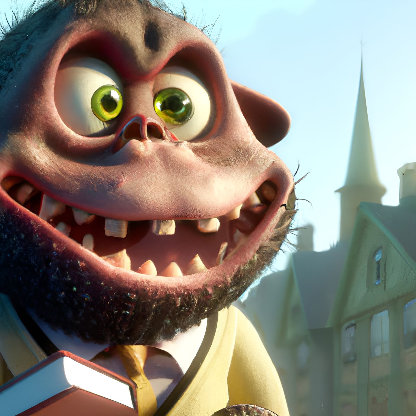 Happy School Monster in 3D Rendered Style