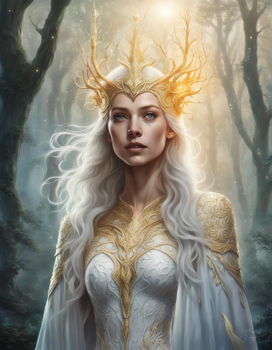 Ethereal Queen Galadriel in Elven Forest