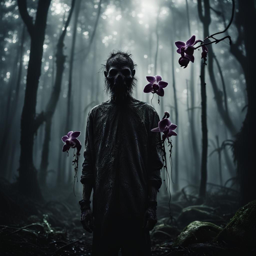 Dark Alien Orchid Forest Creature Silhouette