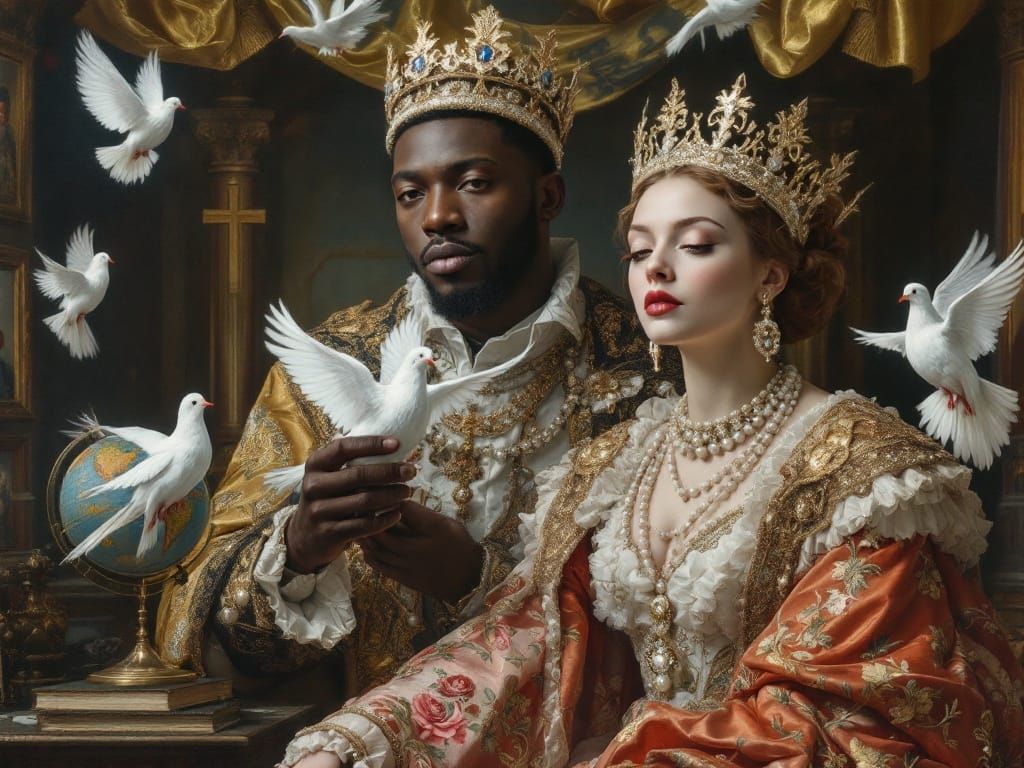 Surreal Royal Couple in Allegorical Dreamscape