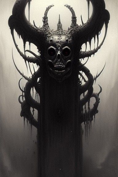 Sinister Cute Monster Face in Charcoal Style