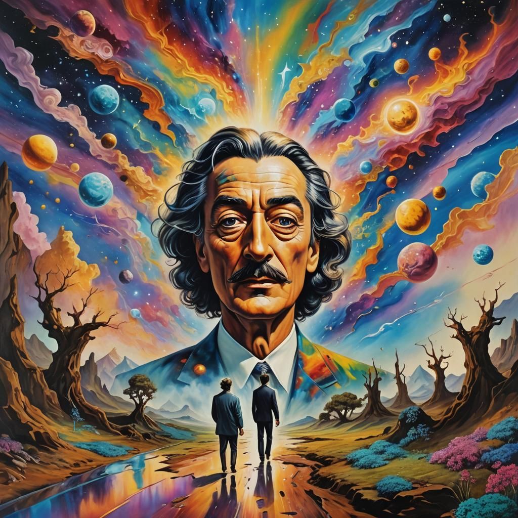 Surreal Cosmic Encounter in Dreamlike Dimension