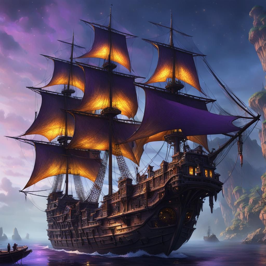 Phantom Pirate Ship in Dark Fantasy Style