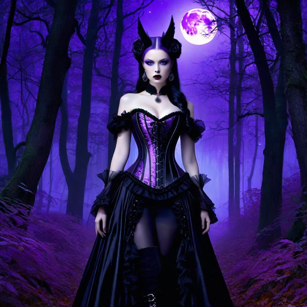 Gothic Dreamer in Dark Fantasy Forest