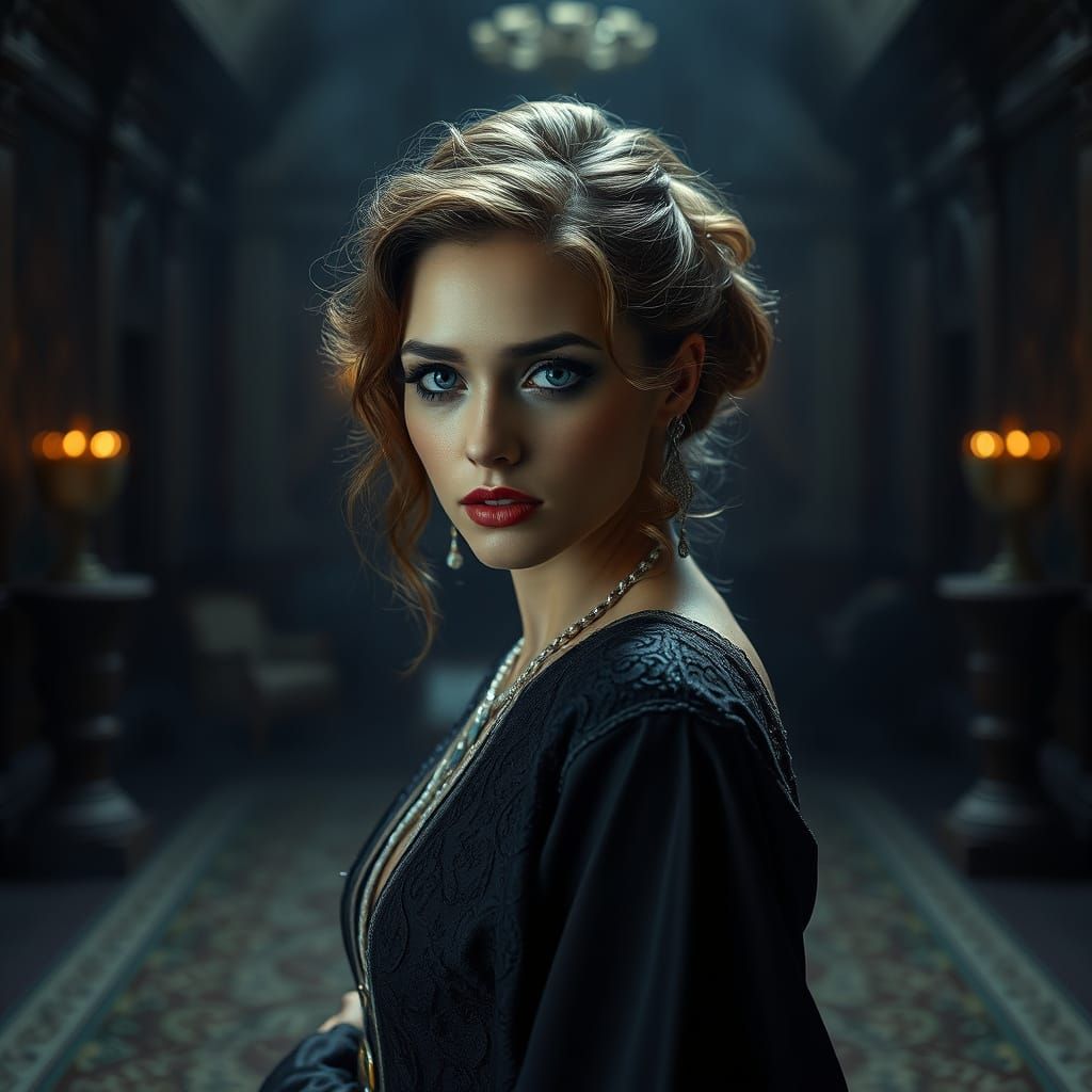 Elegant Woman in Cinematic Digital Art
