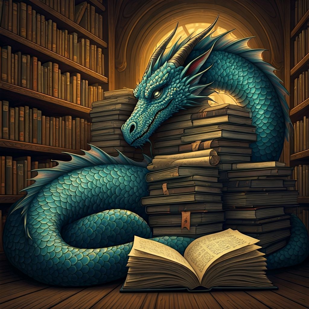 Dragon Guardian of Forgotten Lore: Magical Realism Illustrat...