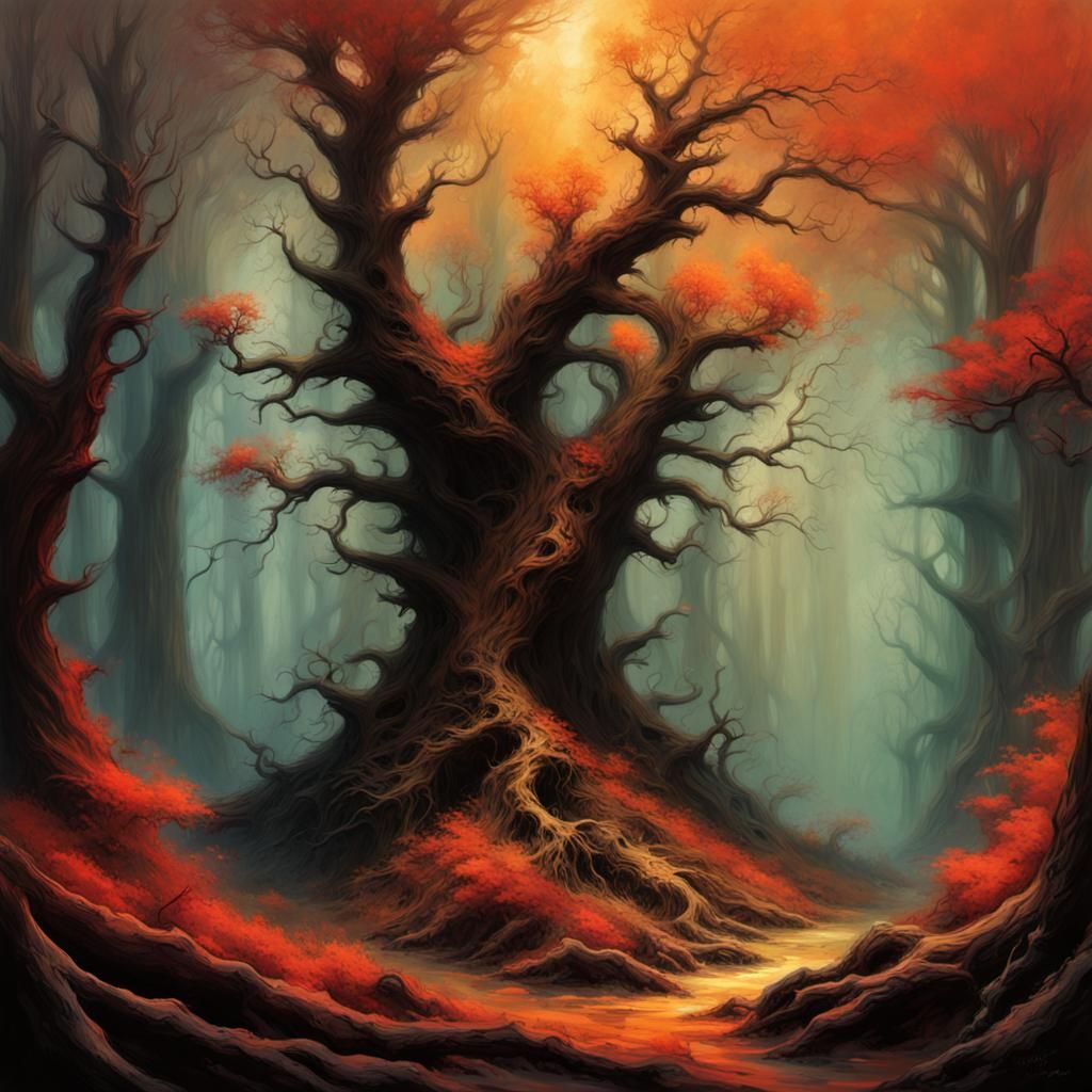 Fractal Forest Painting in American Realism Style