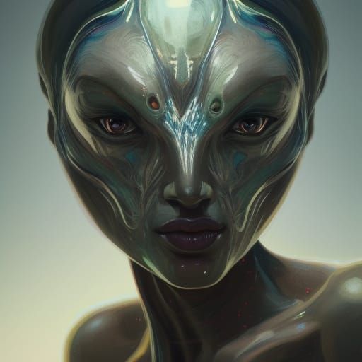 Alien Humanoid Woman Portrait in Digital Art Style