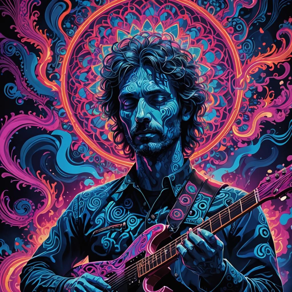 Psychedelic Rock Band Eisblumen on Stage in Neon