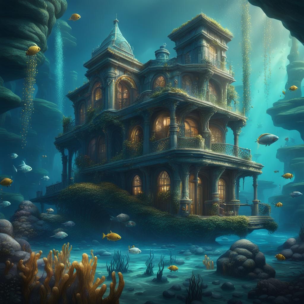 Fantastical Underwater Hotel Concept Art