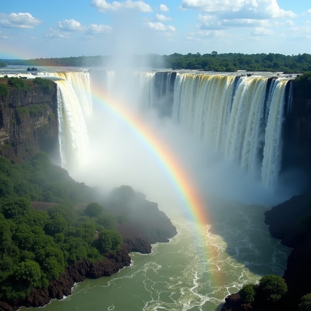 Iguazu Falls, Brazil: Arched Rainbows in the Mist