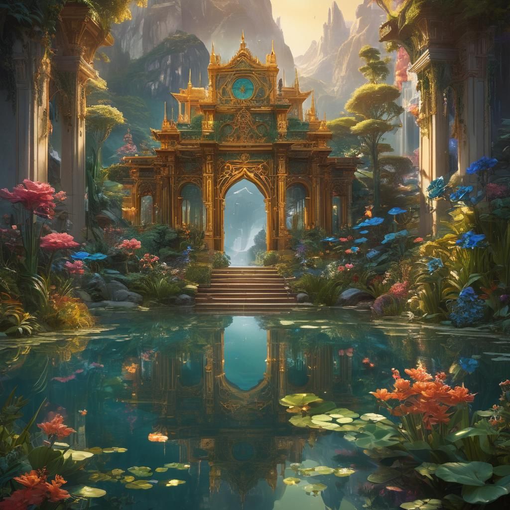 Utopian Vista with Bioluminescent Flora, Artstation Concept ...