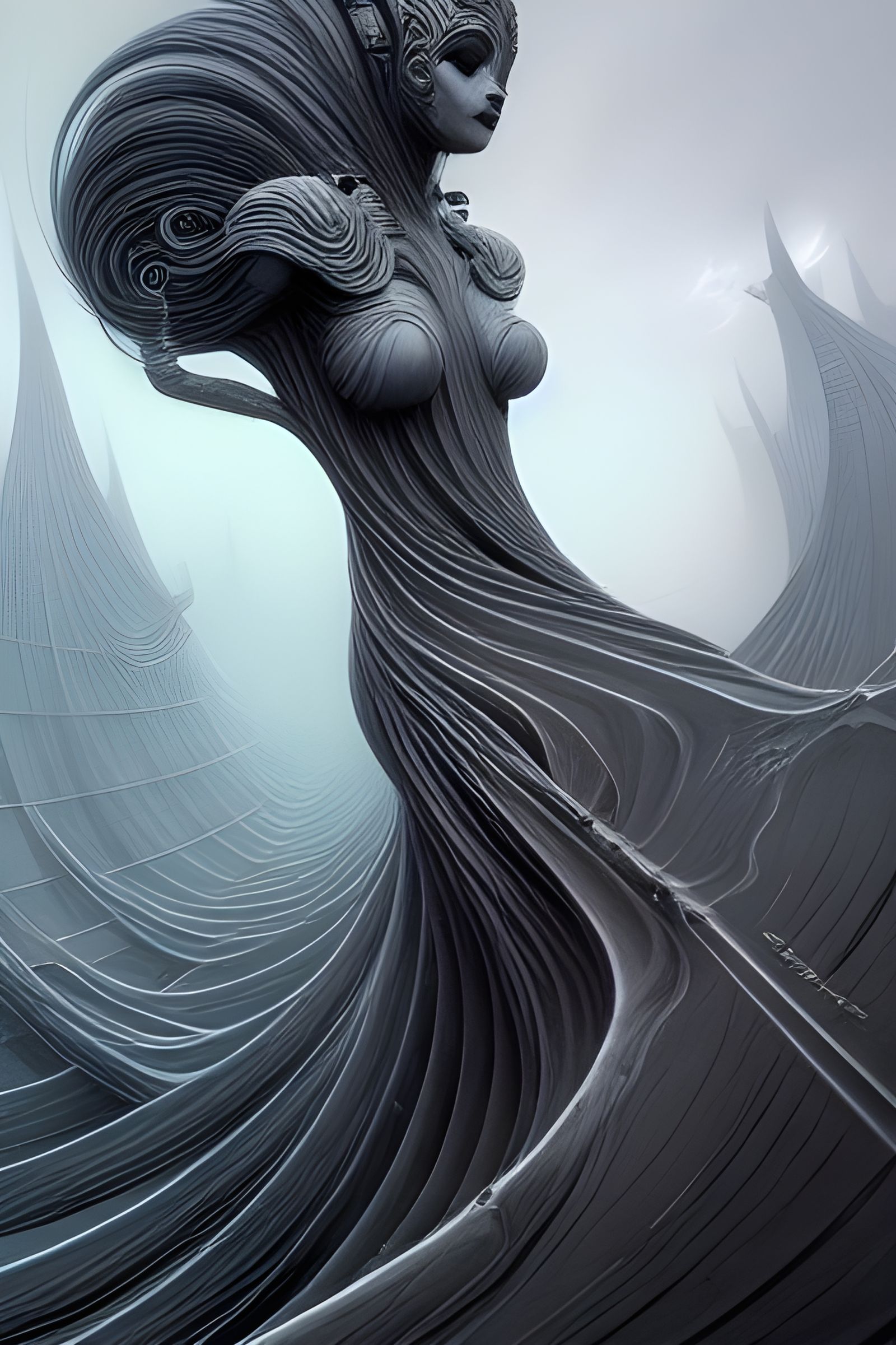 Goddess of the Dark Empire as Ink Painting