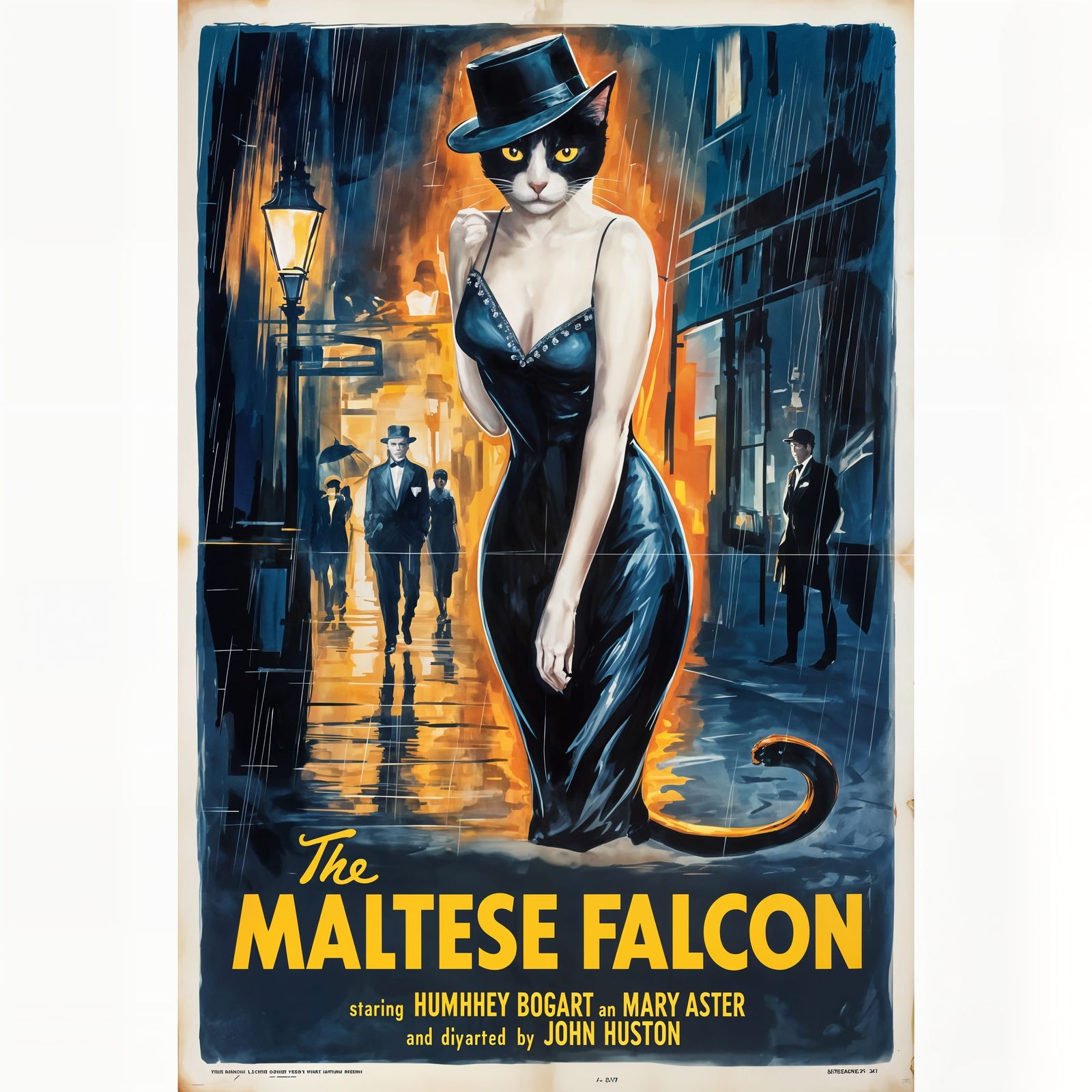 Noir Detective Cat Movie Poster Art