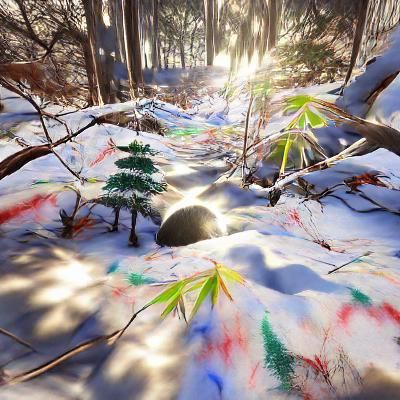 Winter Forest Scene in Japan: 8K 3D Render