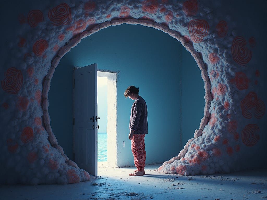 Surreal Figure Hiding in Elastic Reality