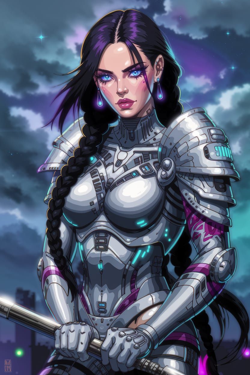 Cyberpunk Goddess in Elegant, Artgerm-Inspired Sketch