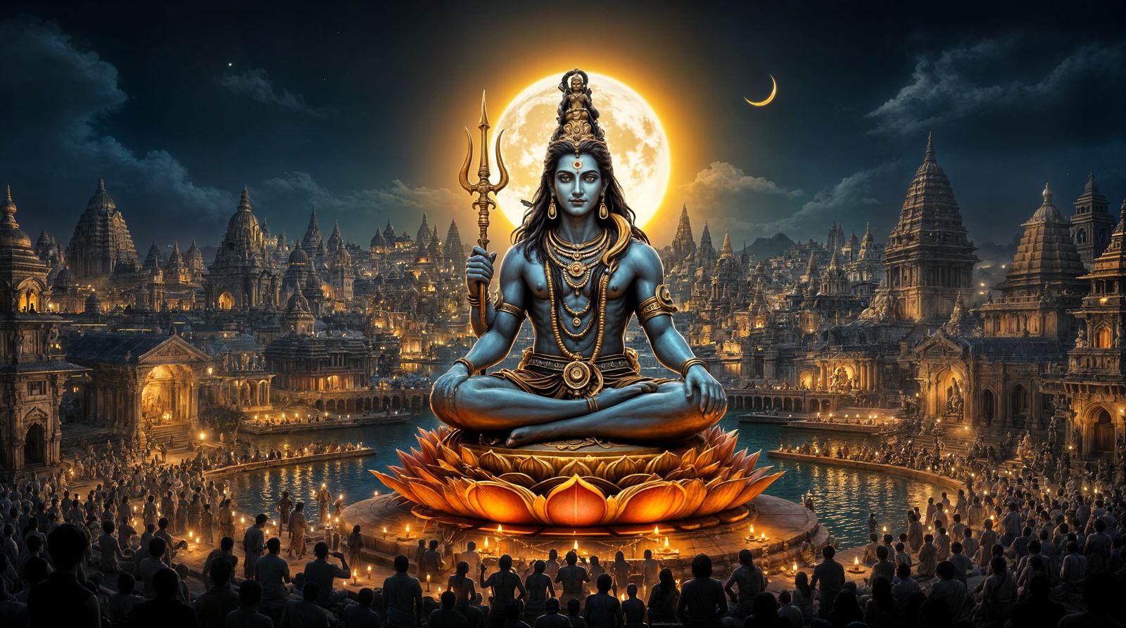 Lord Shiva in a City of Temples at Night
