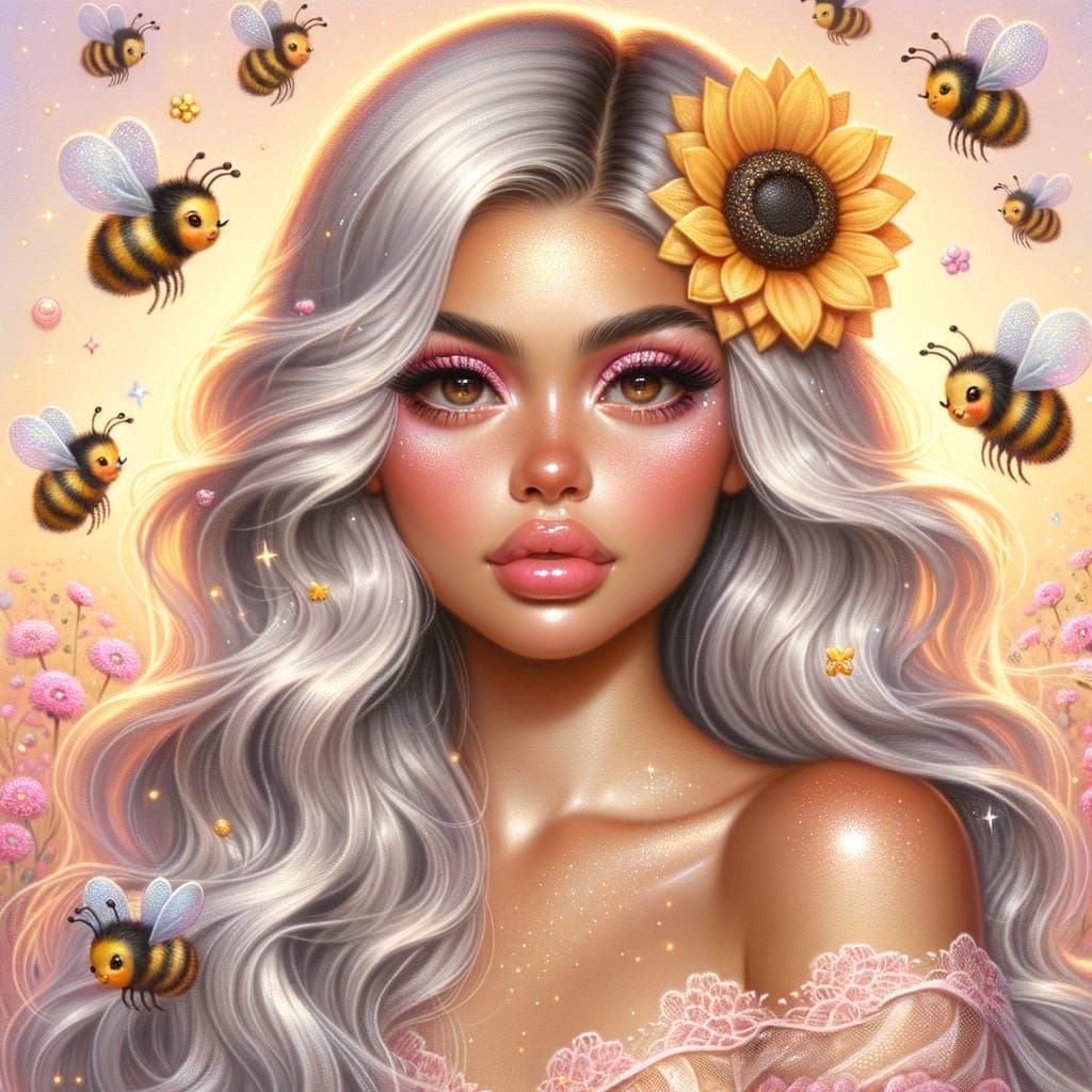 Dreamy Pastel Portrait of a Young Woman in Whimsical Nature ...