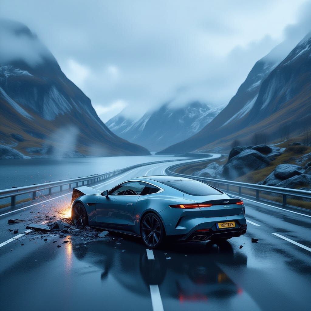 Car Crash on Atlantic Norway Highway
