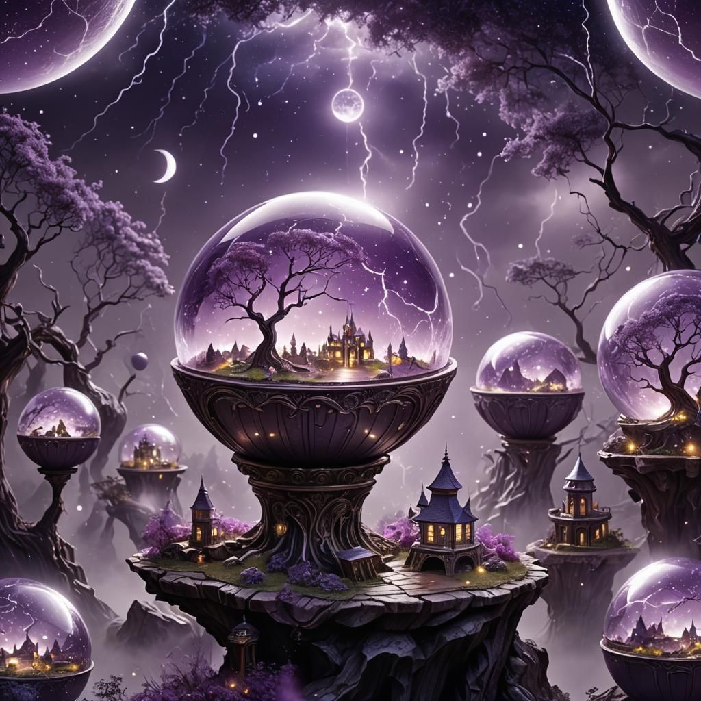 Miniature Fantasy World Carved in Magic Orb