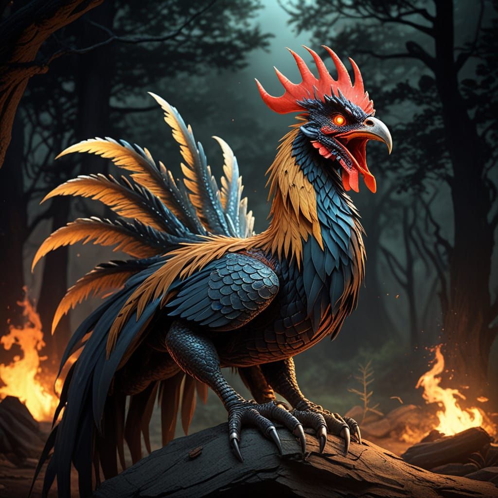 Terrifying Cockatrice with Deadly Glowing Eyes