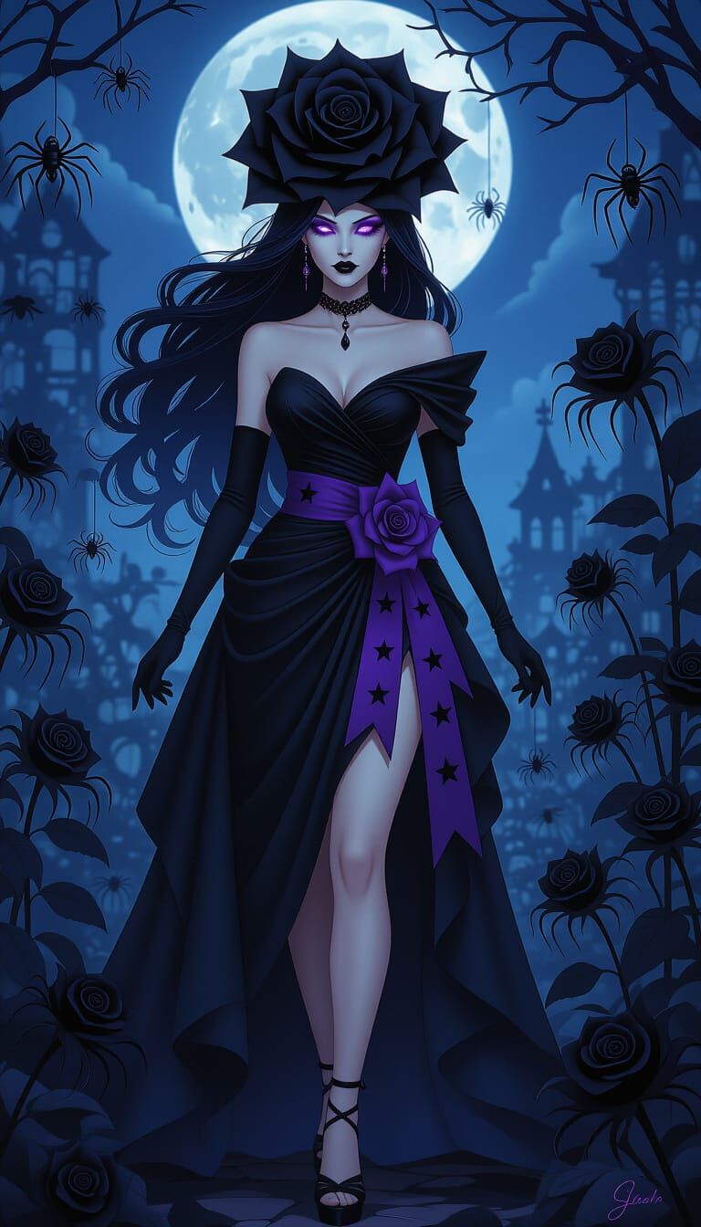Dark Rose Goddess in Gothic Garden