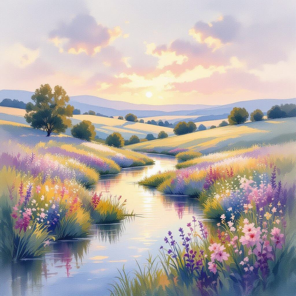 Impressionistic Watercolor of a Lyrical Earth Serenade