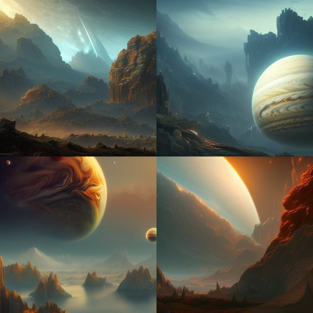 Detailed Matte Painting of Jupiter in Deep Color