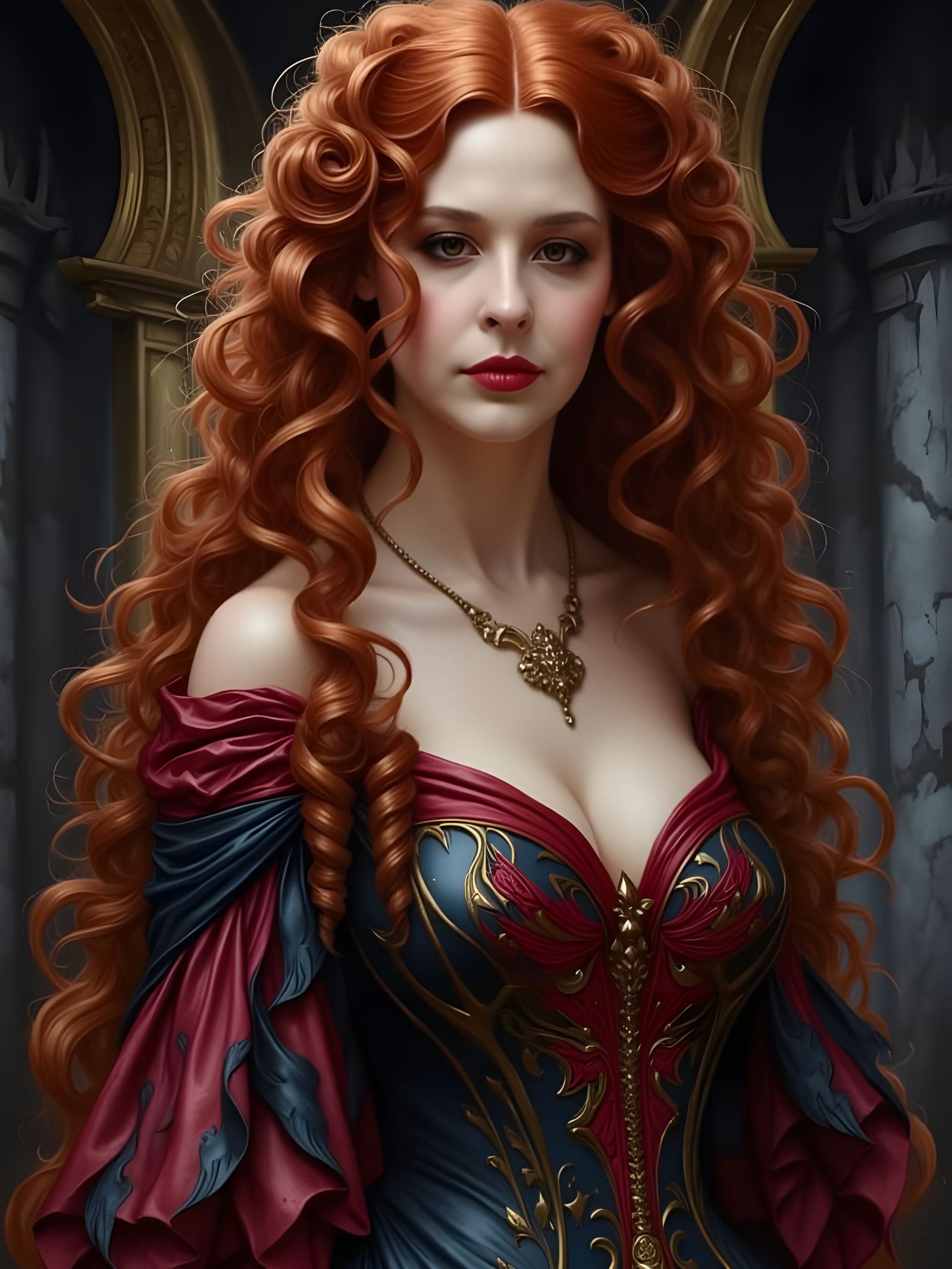 Cyberpunk Vampiress in Elegant, Lord of the Rings-Inspired G...