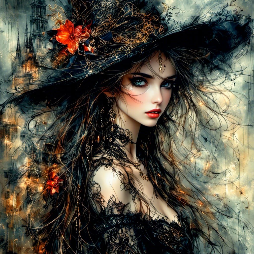 Beautiful Woman in Spanish Cafe, Photorealistic Style