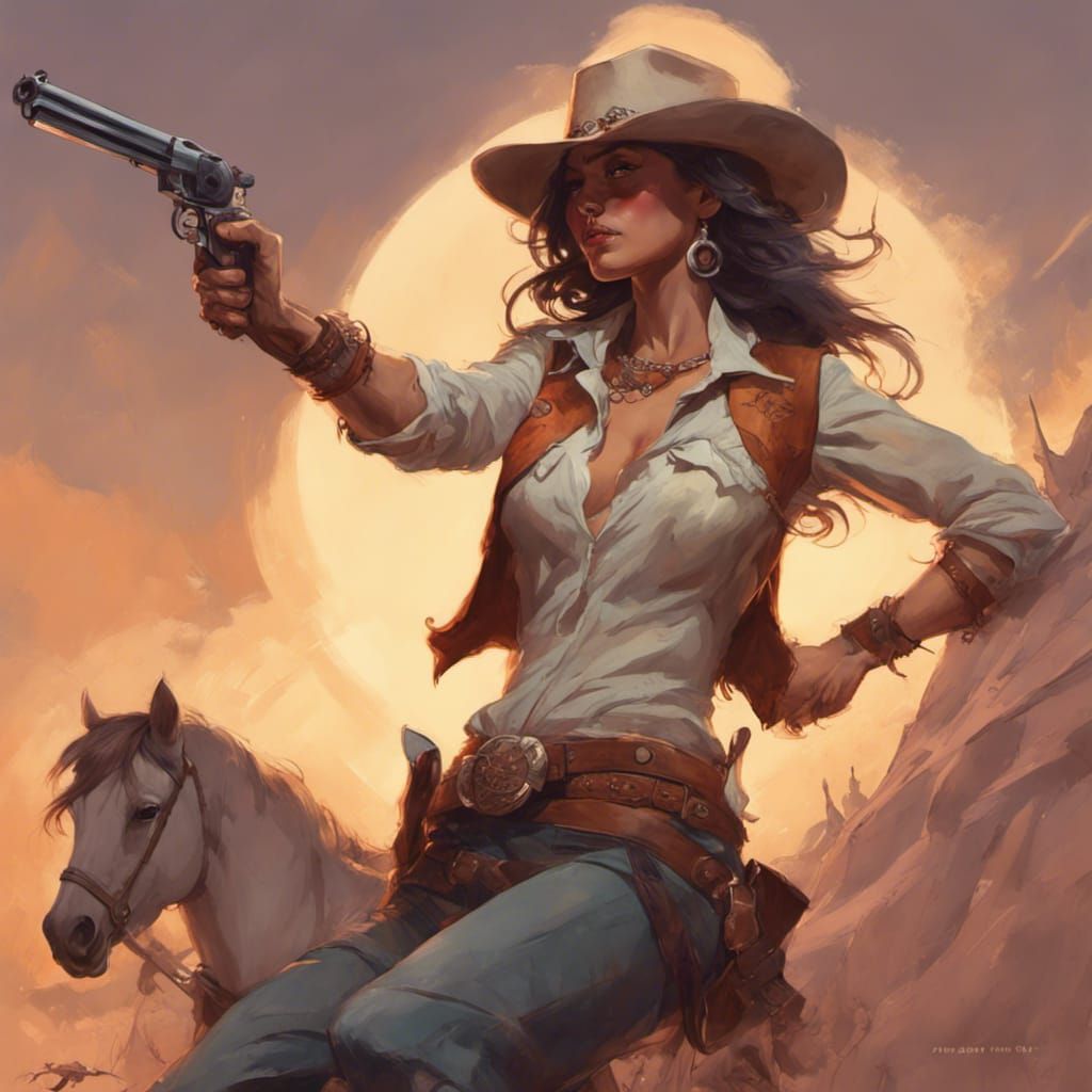 Cowgirl Shooting: Romantic Fantasy Art