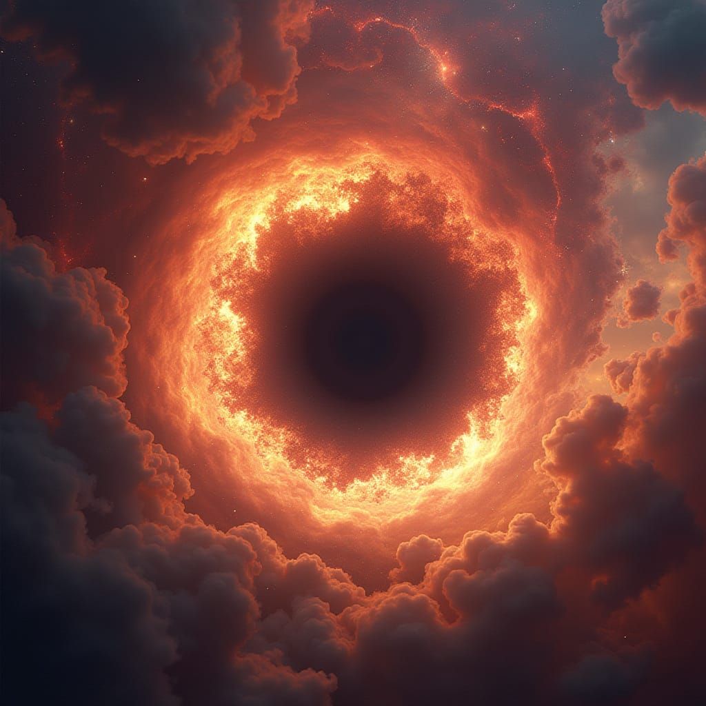 Cosmic Black Hole Explosion in Surreal Digital Art