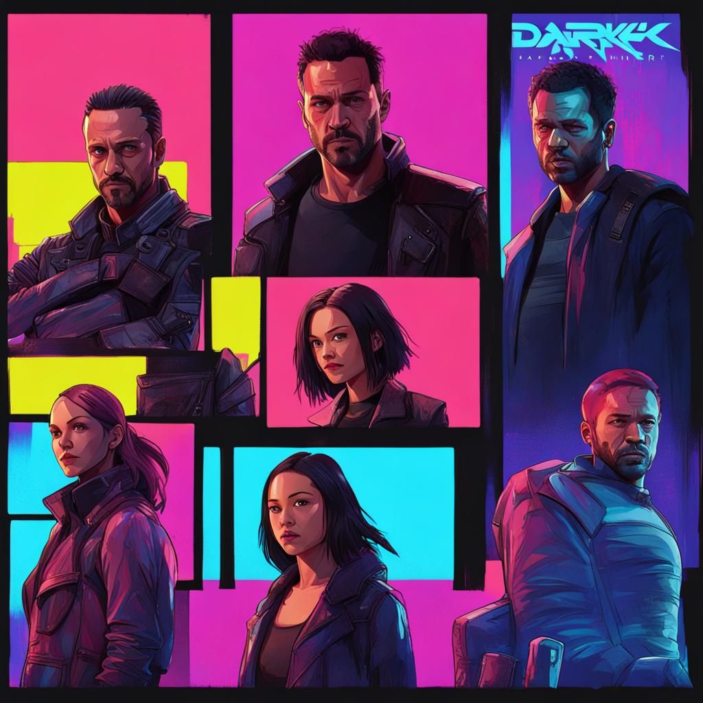 Dark Matter Characters in Cyberpunk Neonscape