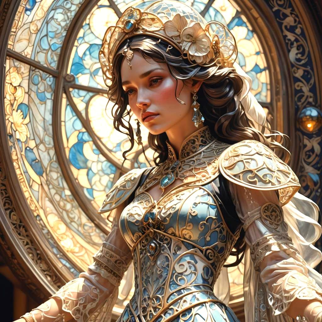 Gothic Porcelain Dancer Figurine in Glass Dome