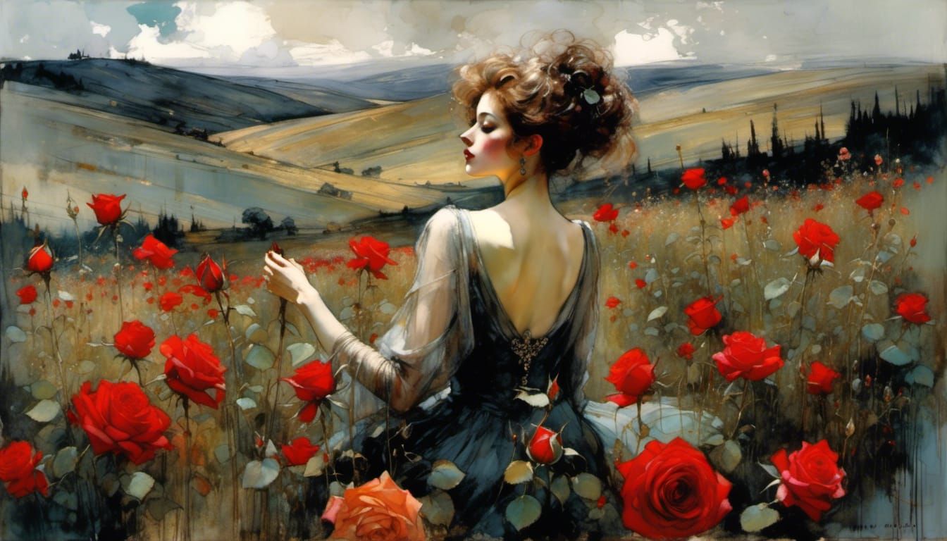 Single Rose Garden: Haunting Fairytale Portrait