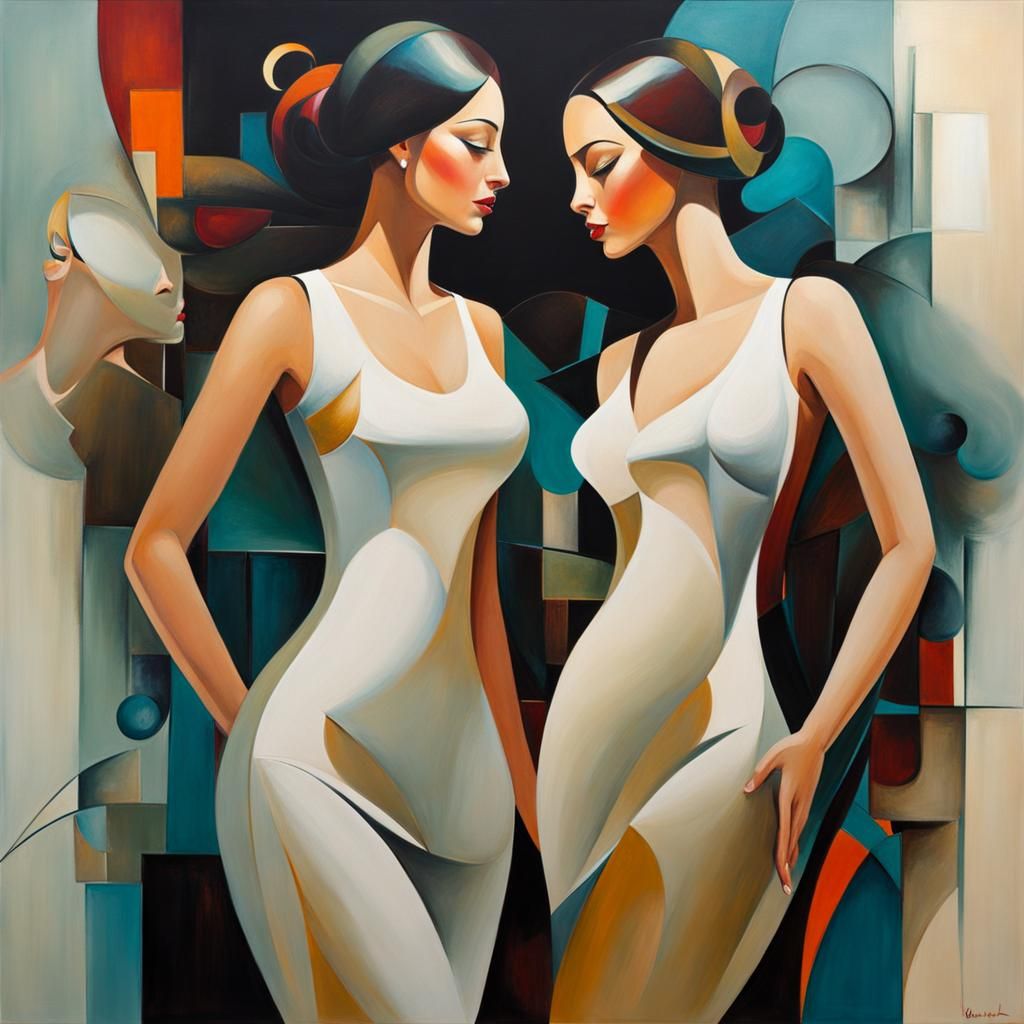 Abstract Figurative Art: Two Women