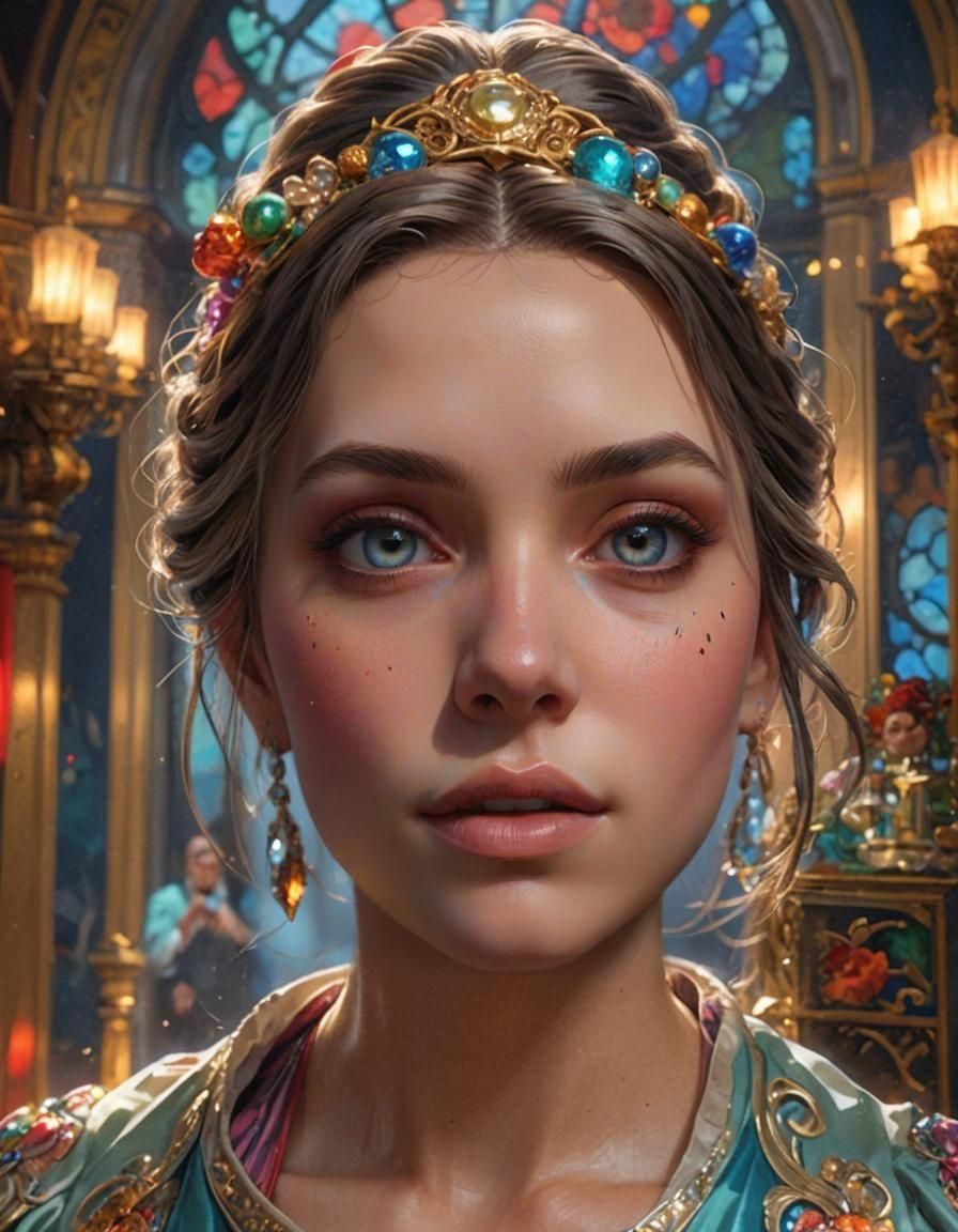 Elegant Ball Gown Portrait in Hyperdetailed Style