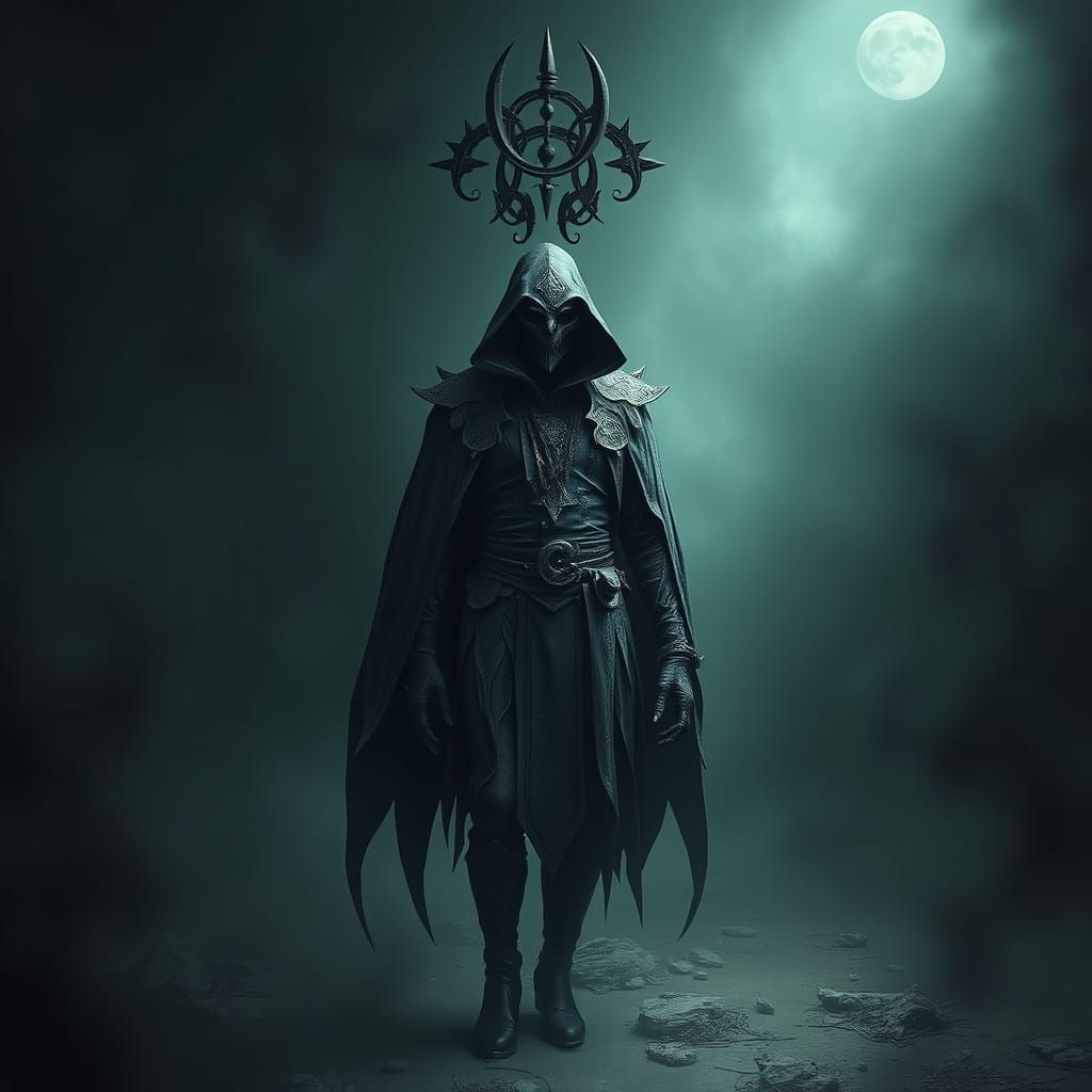 Dark Figure in Ominous Setting: A Giger-esque Vision