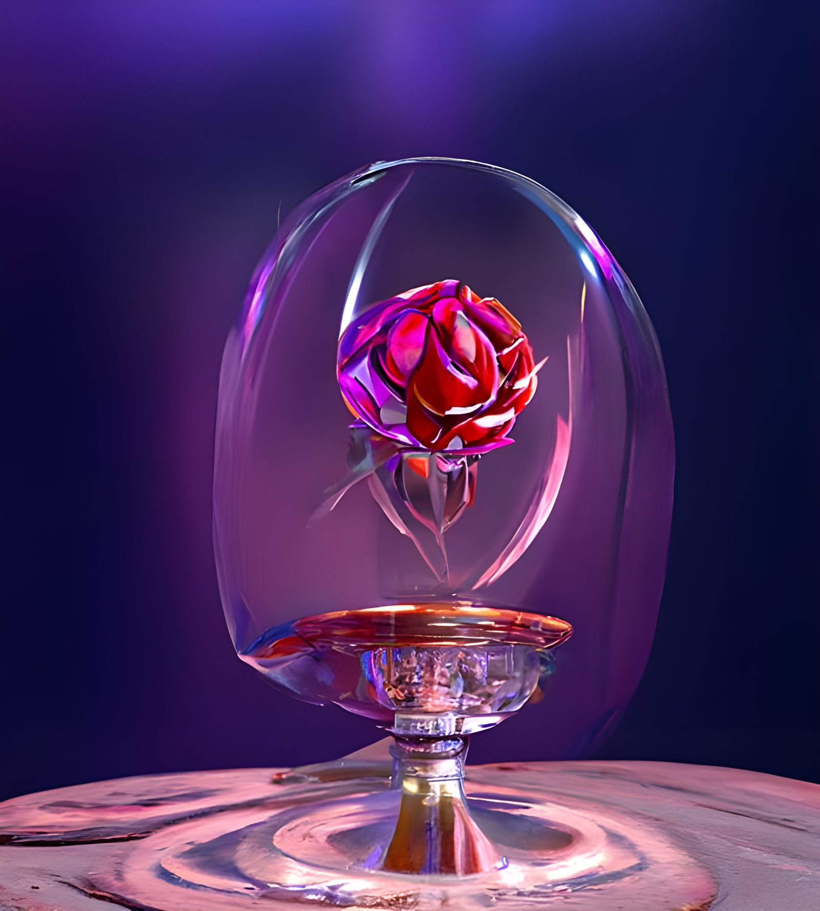 Enchanted Rose Radiates Light in Glass Dome