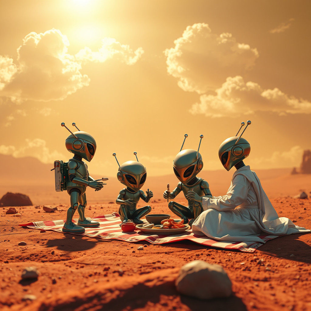 Retro-Futuristic Toys Picnic on Mars