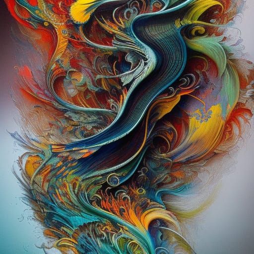 Exquisite 3D Digital Art with Colorful Ink Flow