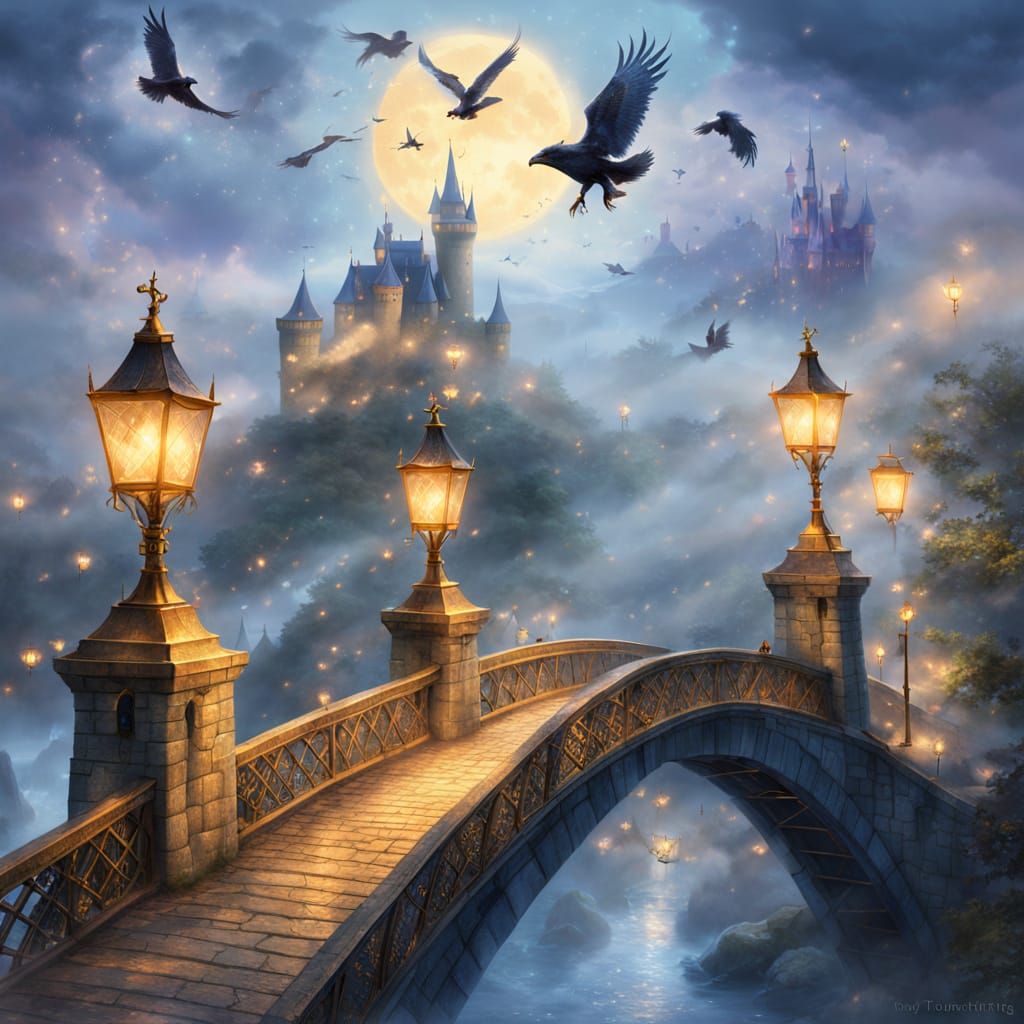 Wizards Duel at Castle Gate in Magical Realism