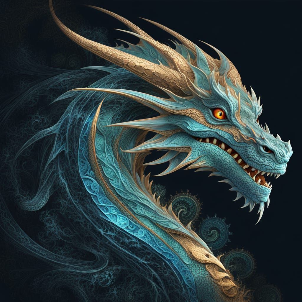 Colorful Fractal Dragon Illustration